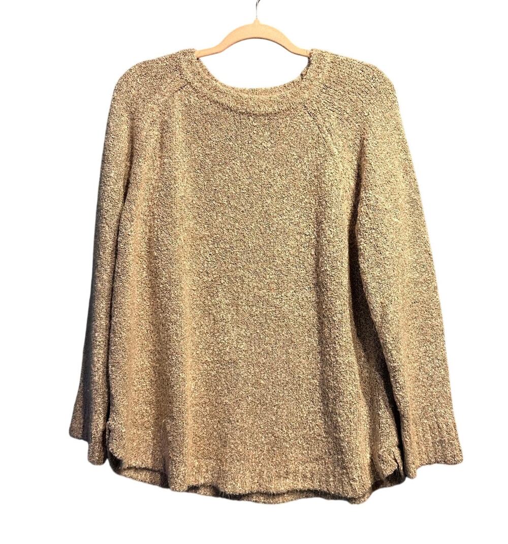 Jones & Co. Sweater Size XL Blush Gray Crewneck Curved Hem Cozy Warm Winter
